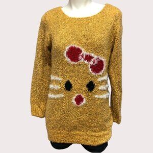 DARK Mustard Heathered Knit Cat Sweater Size Med